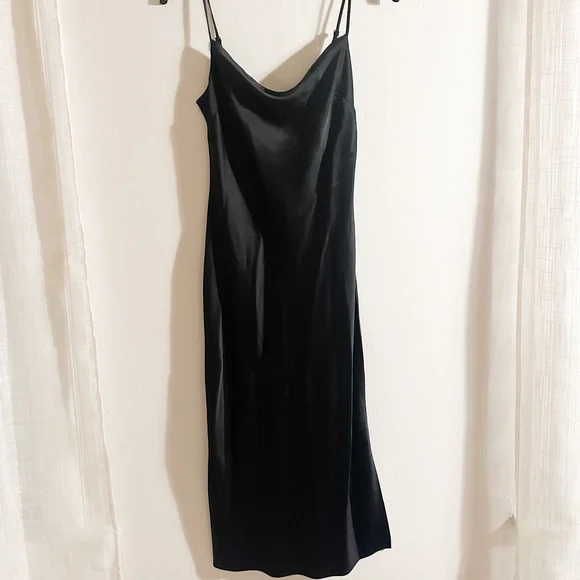 Express | Dresses | Express Black Satin Cowl Midi Dress | Poshmark